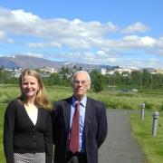 Professor Andradottir and Anderson on the University of Iceland campus.