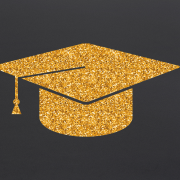 Graduation cap in gold with tassel