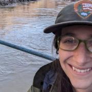 Amanda Charobee monitoring vegetation along the San Juan River in Glen Canyon National Recreation Area. GIS is used to inventory and monitor invasive species. 