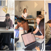 Students work in a classroom in berlin