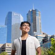 William Narrete Moreno against the Denver skyline