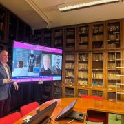 David Hildebrand presenting on new technologies at University of Bologna