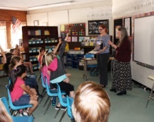 GES faculty member giving a talk to an elementary school class