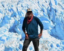 Fred Chambers in front of the Colonia glacier.