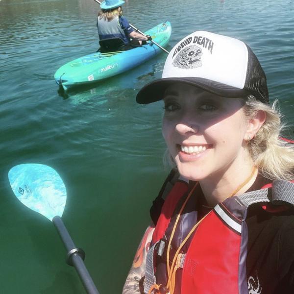 Selfie of Chantelle while kayaking