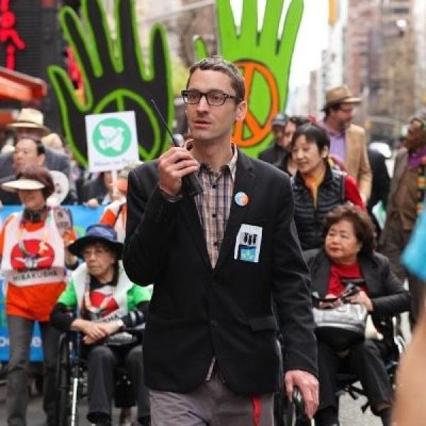 Stephen Polk at a peace rally