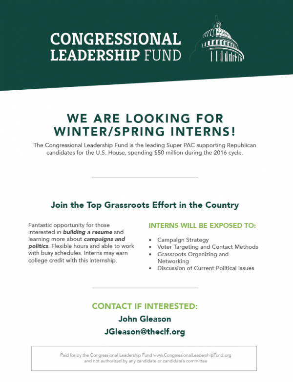 Congressional Leadership Fund Internship Flyer