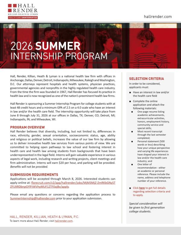 Hall Render Internship Flyer