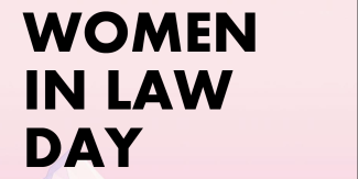 Light pink background with black text reading Women's Law Day