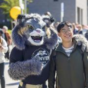Mascot Milo with Student