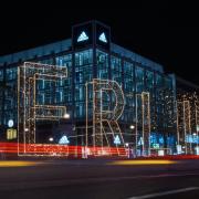 Berlin at night, spelled out in lights 