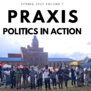 Line of students locking arms in protest, standing in front of Auraria campus historic Tivoli building.