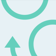 Blue and green squiggly line with arrow