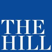 Logo. Blue background with white letters spelling The Hill.
