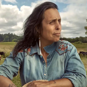 Winona LaDuke sitting outdoors