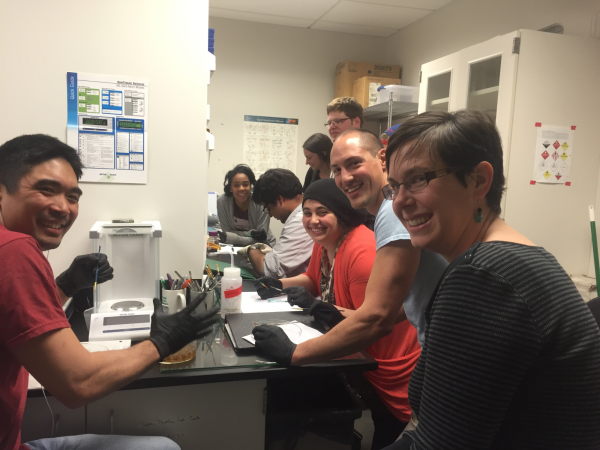 Bland lab students at the bench