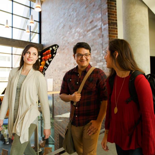 Students walking in the Science Building