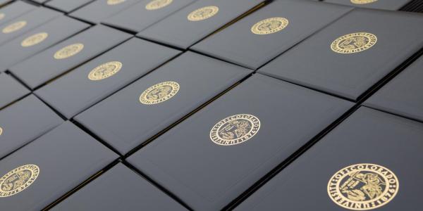 a row of CU Denver diplomas