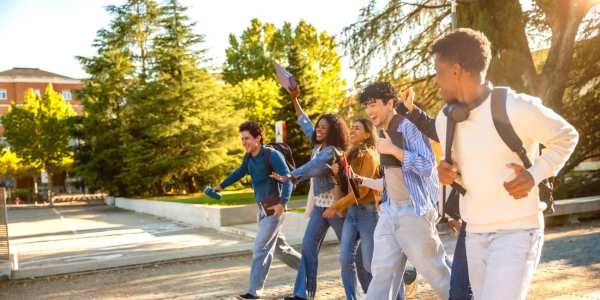 students walking on campus