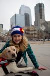 Elly Lewis with her dog.