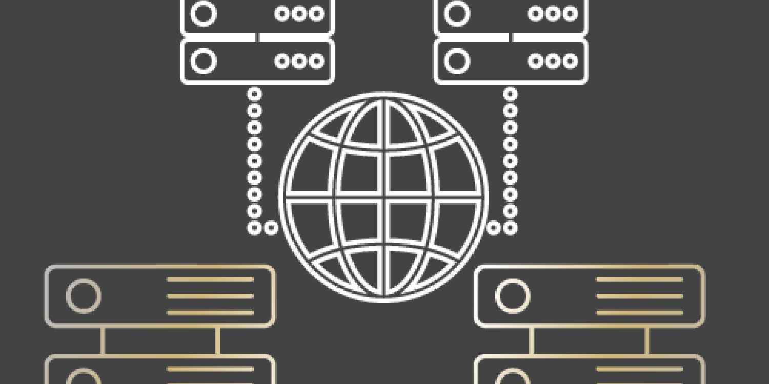 Icons of server connected to internet