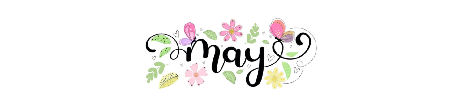 "May" surrounded by flowers