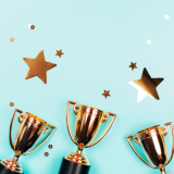 trophies with turquoise background