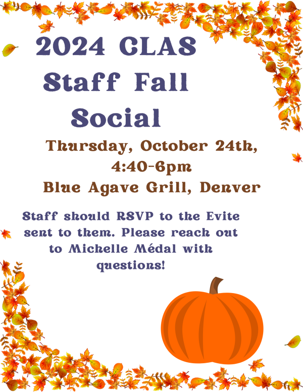 Date and time information with fall imagery (leaves, pumpkin)