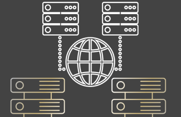 Icons of server connected to internet