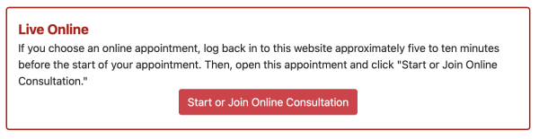 Text reads, "Start or Join Online Consultation" 