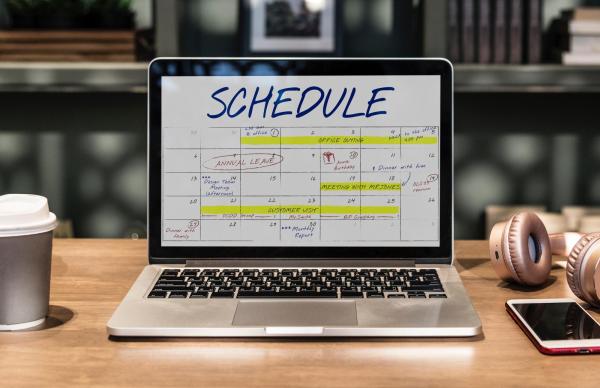 calendar on computer screen