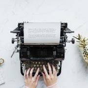 typewriter beverage writing
